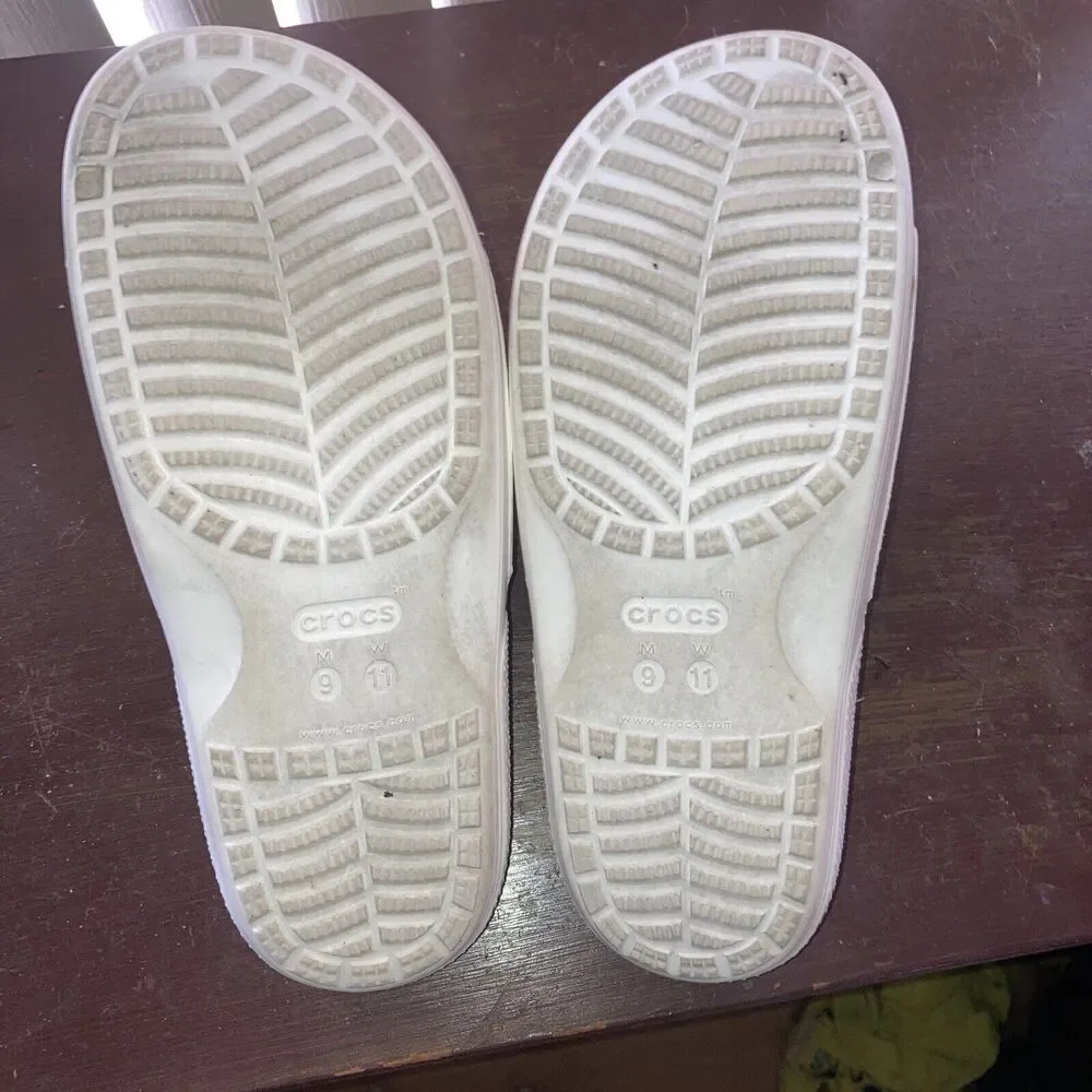 Crocs Iconic Comfort Slides Sandals Unisex White Size Men’s 9 Women’s 11